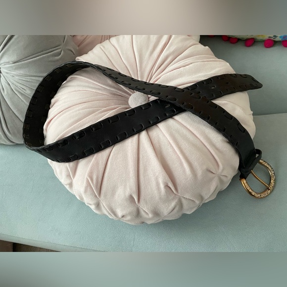 🩷BLACK LEATHER BELT WITH WOVEN DETAIL - Picture 3 of 3